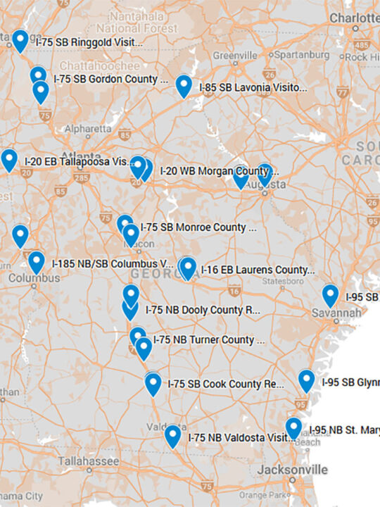 rest stops in Georgia map
