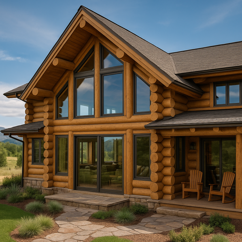 modern log home